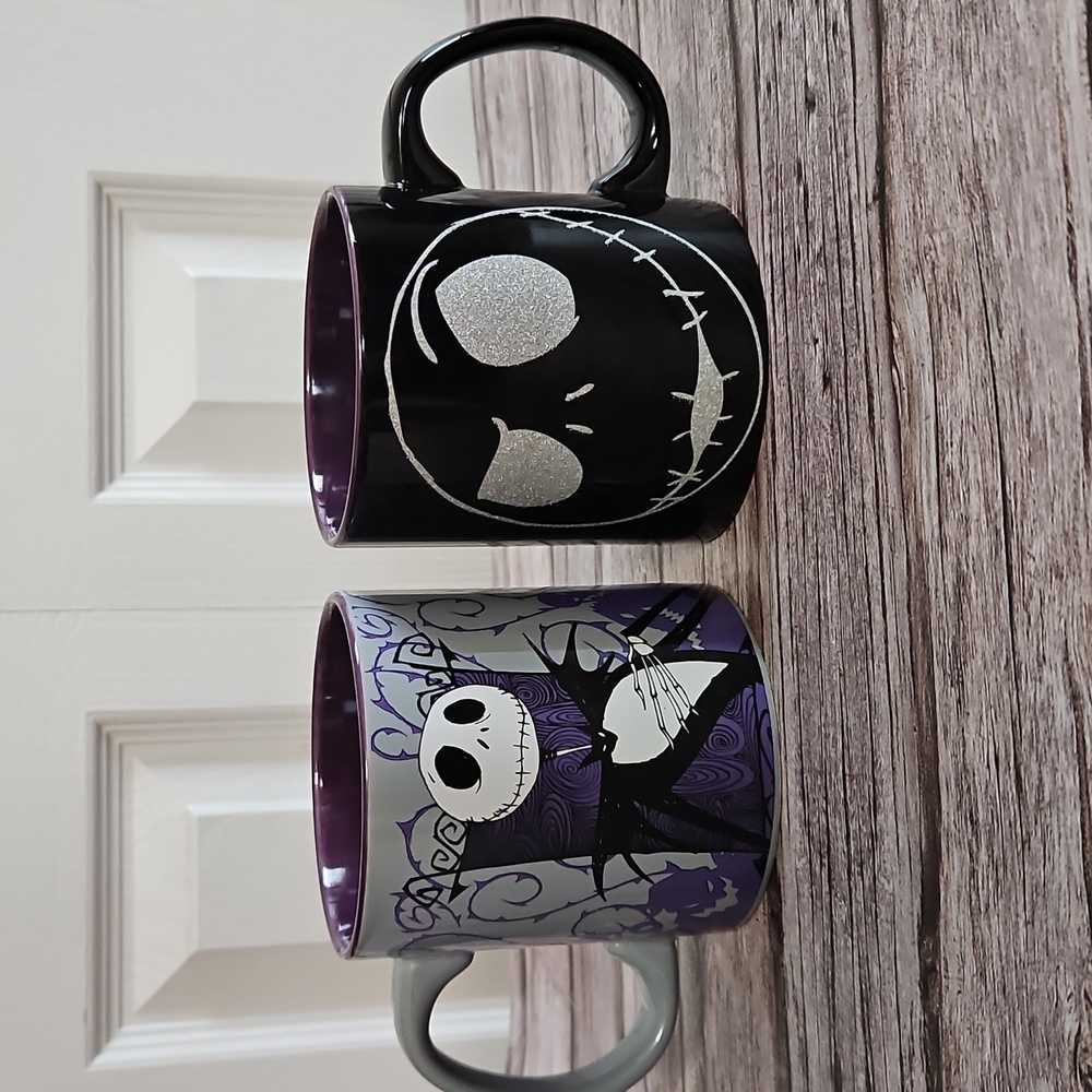 NWT Jack Skellington Black and Purple Mugs Set
